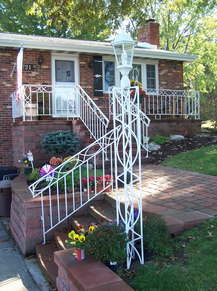 White Railing and Lamp Post