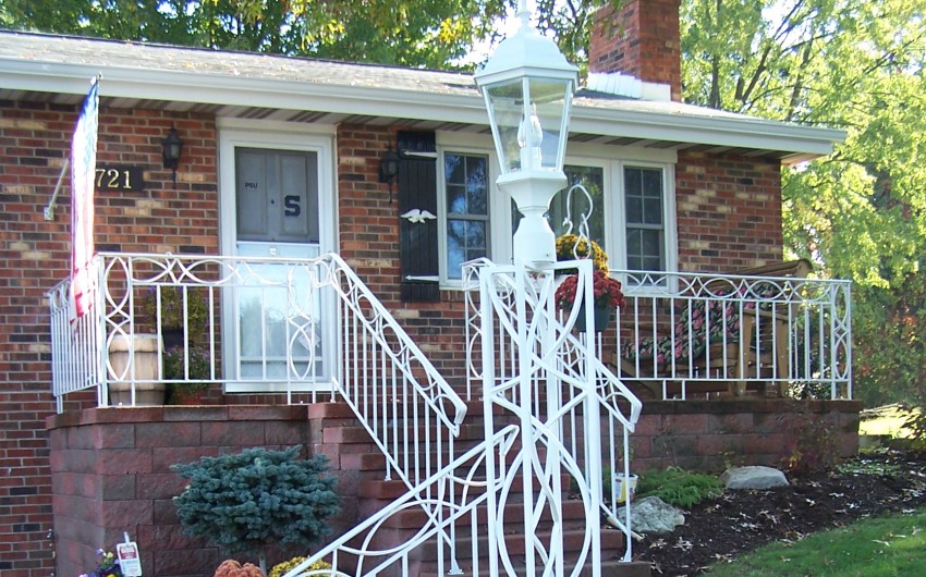 White Railing and Lamp Post